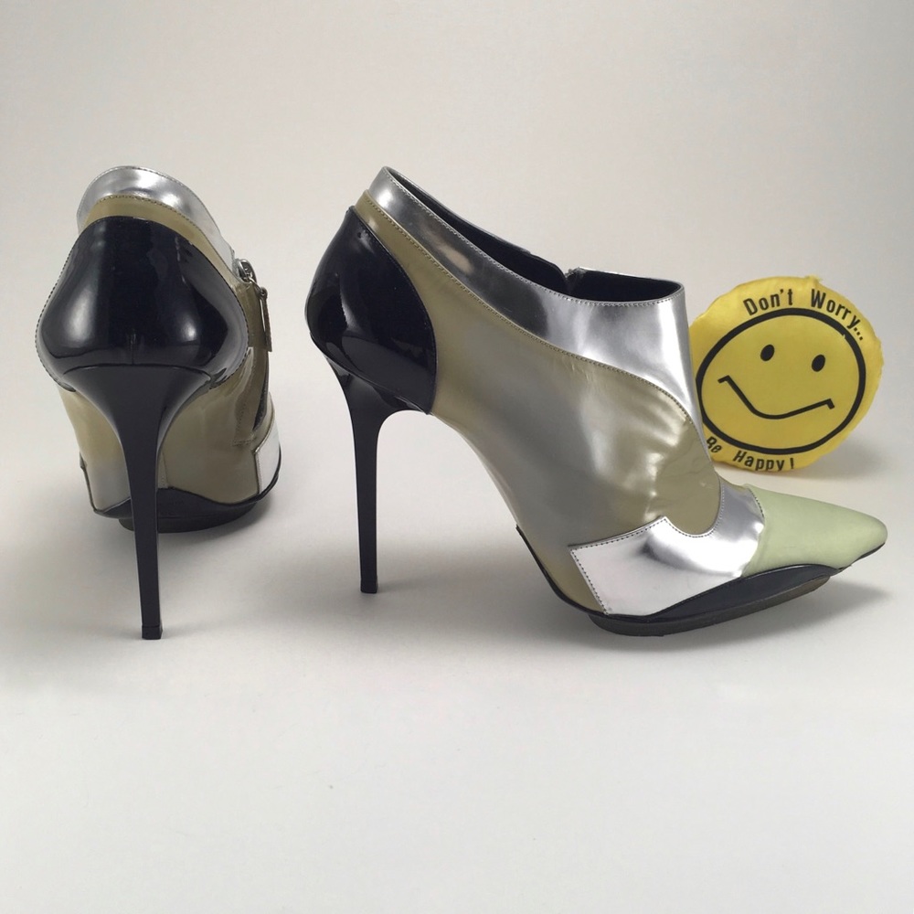 Balenciaga Olive Silver Black Boots Booties, IT 38.5 , Used